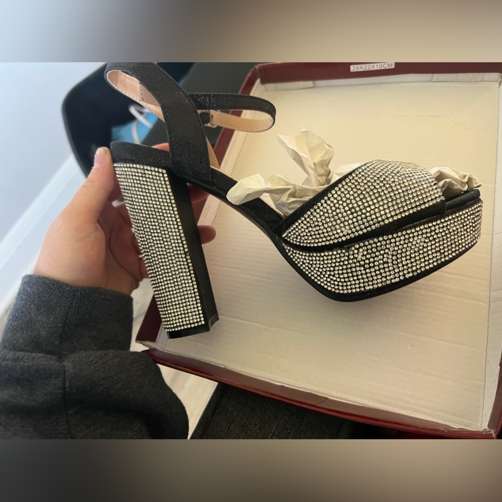 Sparkly high heels, worn once!!! Surprisingly comfortable!!!